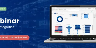 Aankondiging webinar met laptop