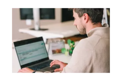 An employee using a time and attendance software