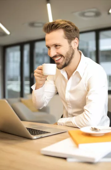 man drinking coffee