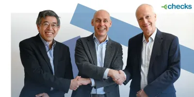 CEO Protime with Founders of Checks holding hands